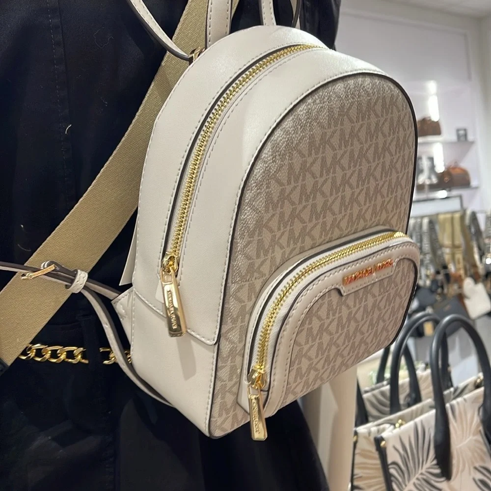 Michael Kors Ladies Backpack Bag Jaycee XS Conv Zip Backpack Light Cream Multi - Picture 14 of 16